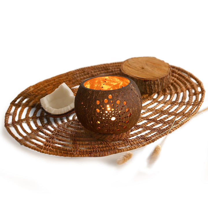 Kokosnuss-Kerzenhalter - Sonnenschein