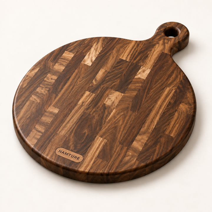 Namture ronde houten pizzaplank met handvat